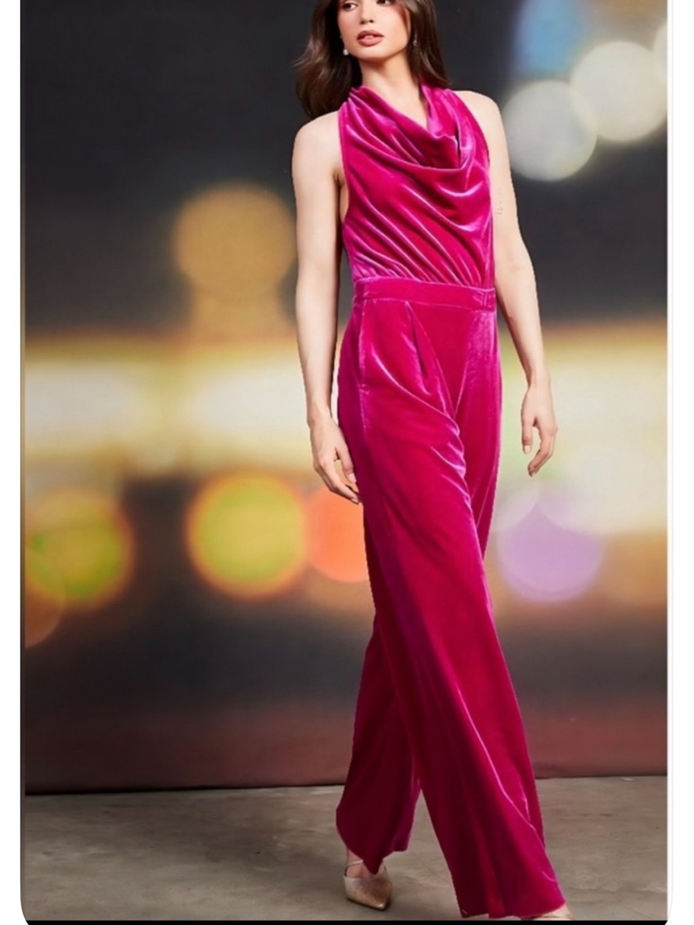 Skies Are Blue Chic Velvet Magenta Jumpsuit
